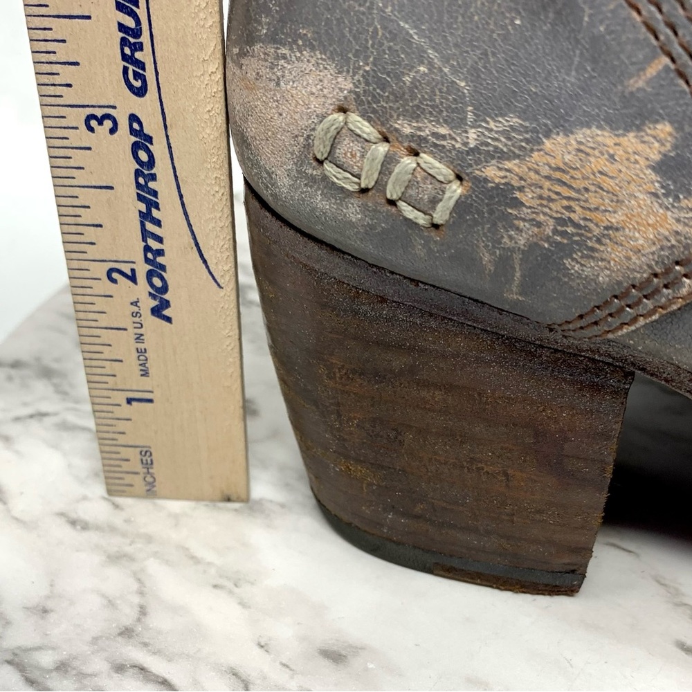 Bed Stu Judgement Distressed Gray Leather Lace Up Boots 9.5 Boho Moto Rugged - Picture 14 of 16